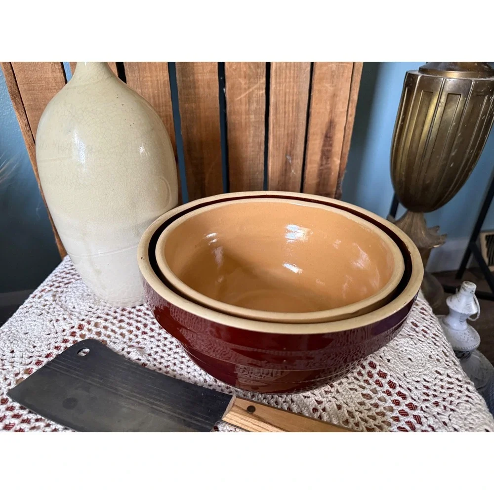 Vintage USA Ringware Stoneware Mixing Bowls 8